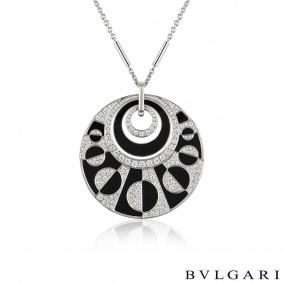 Bvlgari White Gold Diamond & Onyx Intarsio Large Necklace